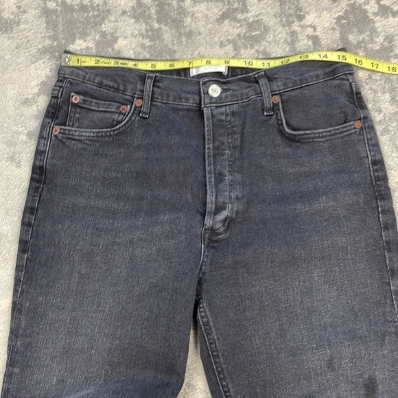 Agolde Nico High Rise Slim in Cassette Black Jeans Knee Rips Distressed Sz 30 - Picture 10 of 14